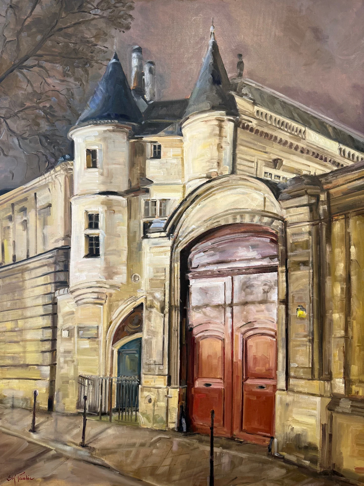Peinture à l'huile d'un hôtel particulier du Marais, à proximité de l'agence Beaulieu International Properties